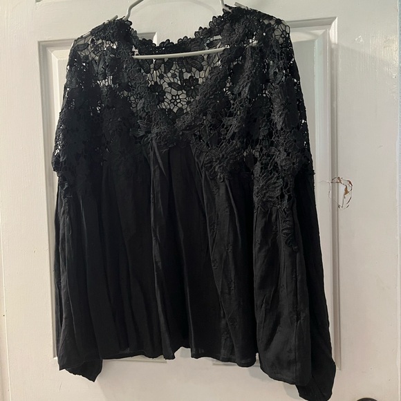 Free People Black Lace Blouse - Picture 1 of 3